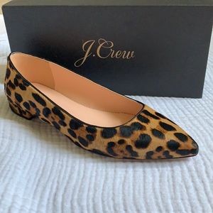 Leopard calf hair Jcrew pointed flats sz 10 nwt
